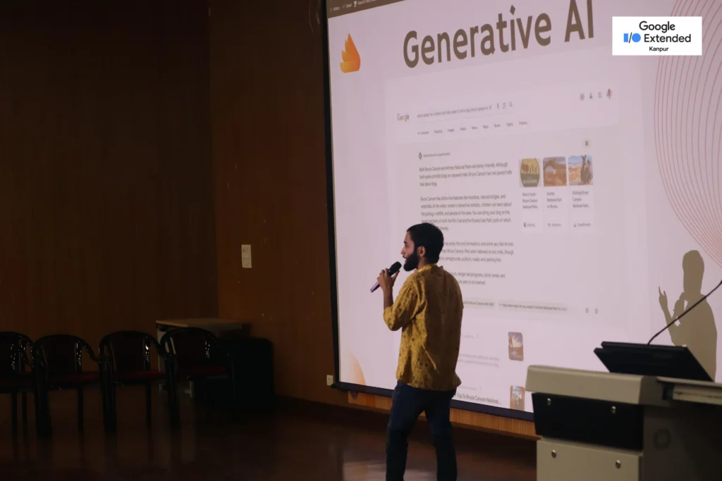 aditya vikram singh talking about SEO in Google I/O Extended Kanpur 2023